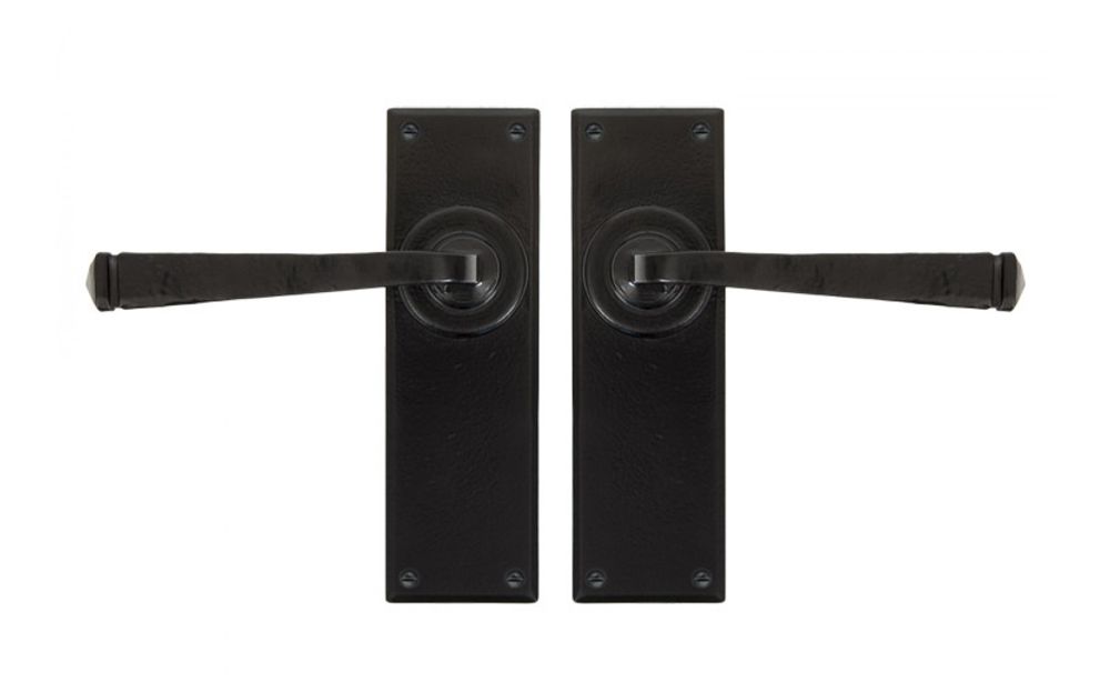 "Thornton" Smooth Black Iron Contemporary Door Handles