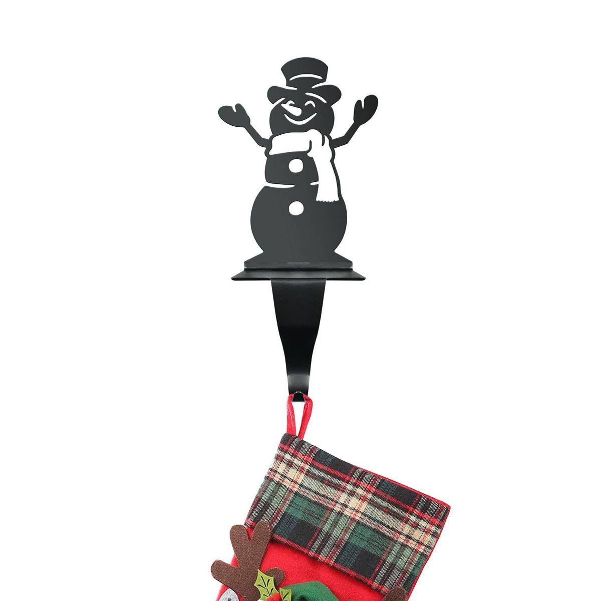 Snowman Stocking Holder Holding a Stocking