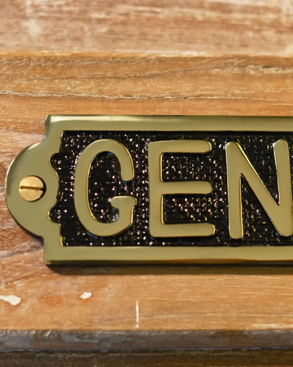 Solid brass "Gents" toilet sign Fixings