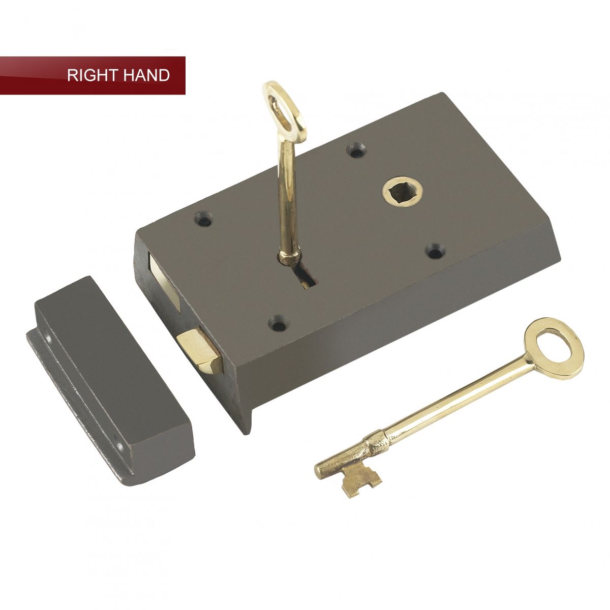 "Penbrook" Cast Iron and Brass Rim Lock - Left or Right Hand 