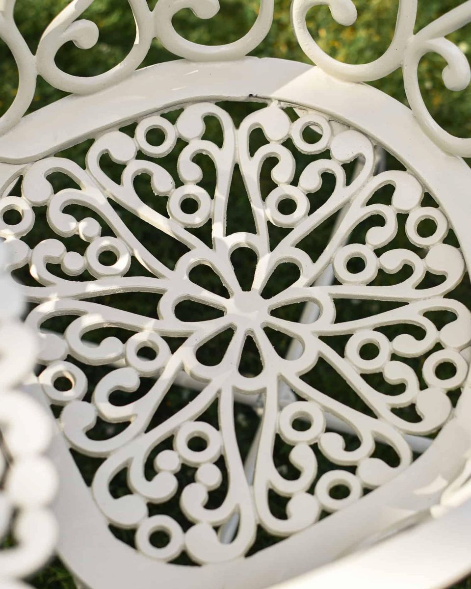 Close-Up of Seat for Solid Cream "Royal Ascott" Two Seater Bistro Set