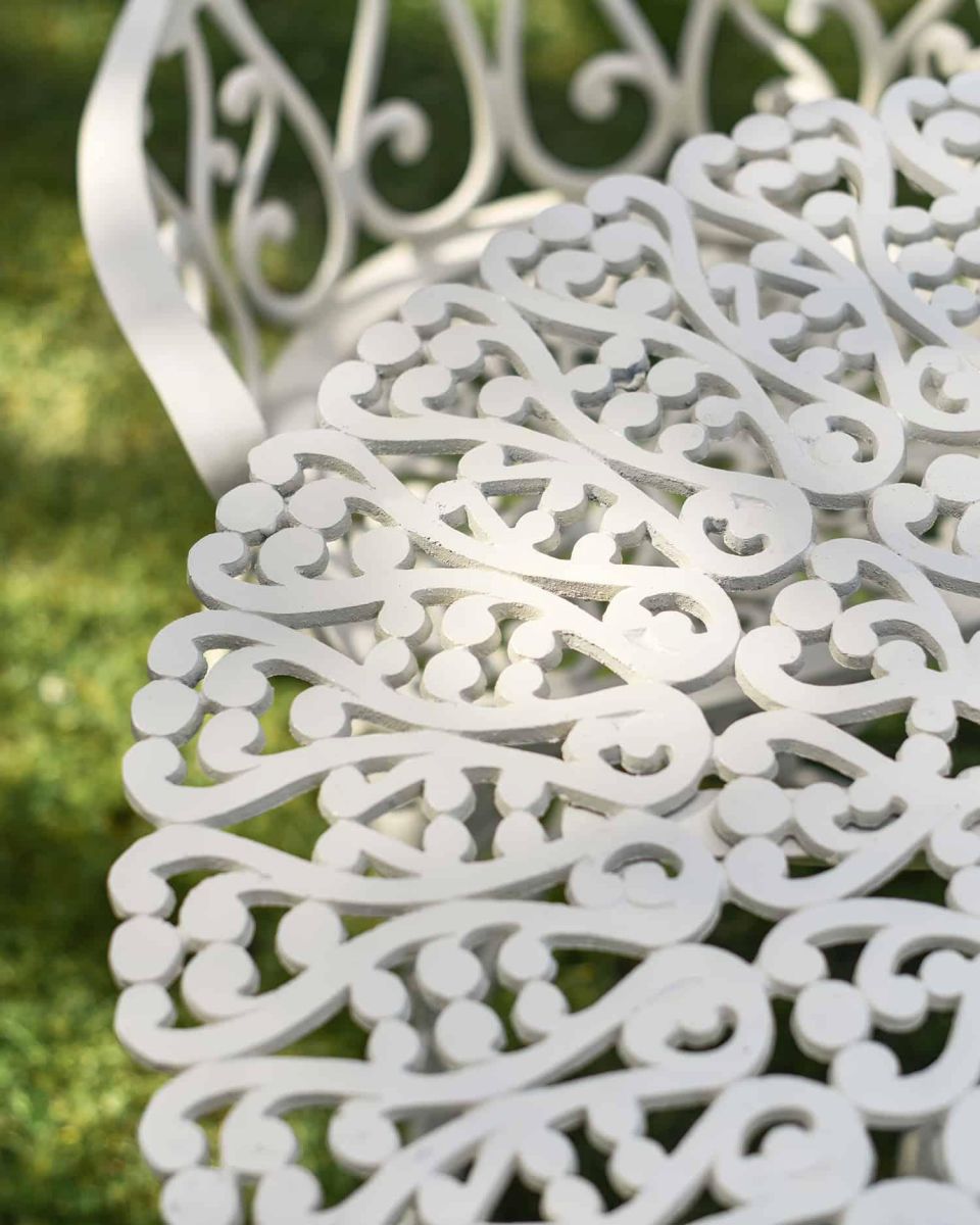 Close-Up of Circular Table on Solid Cream "Royal Ascott" Two Seater Bistro Set