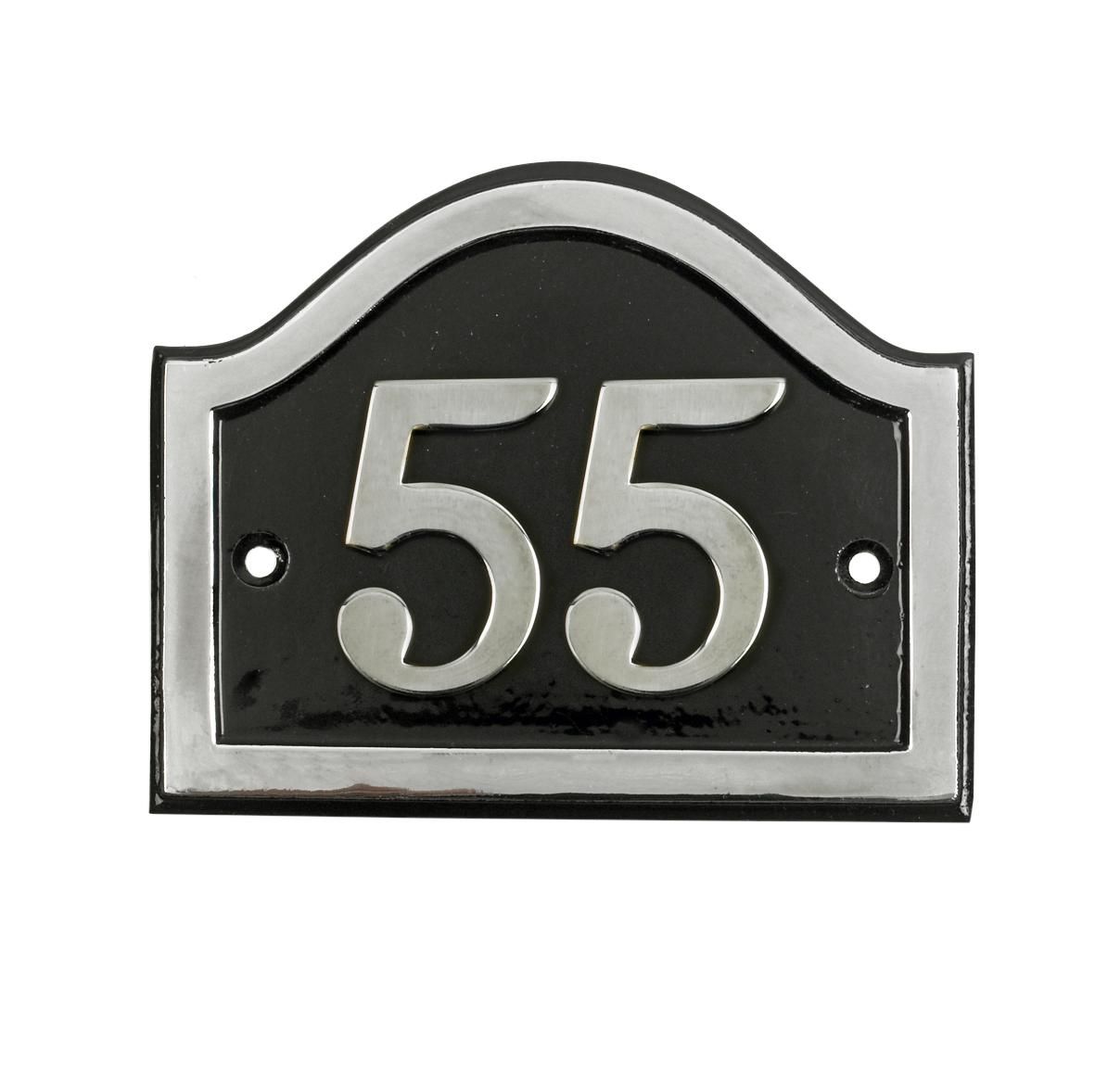 Cast brass, chrome & black finish number sign