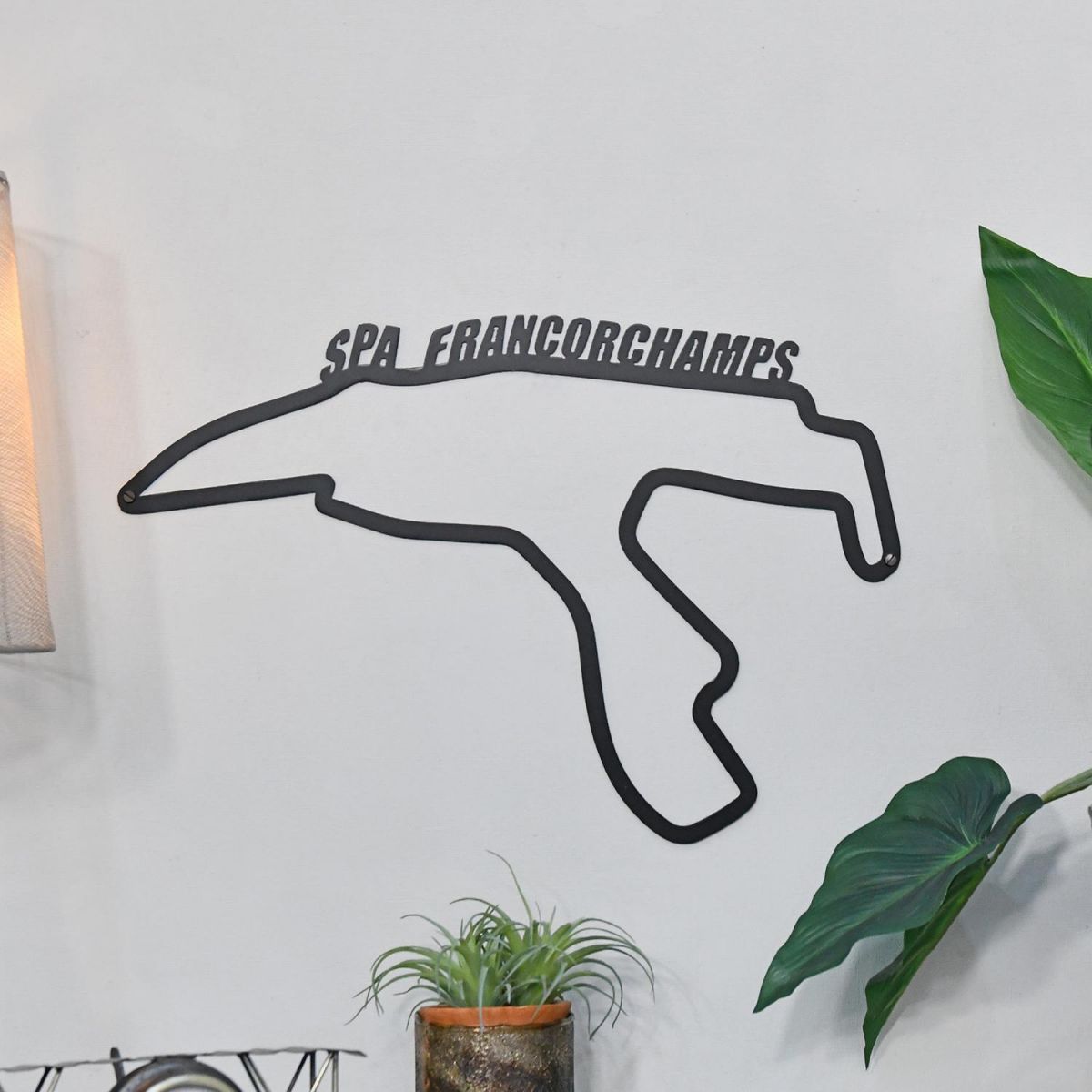 Spa-Francorchamps Race Track Steel Wall Art in Situ on a White Wall