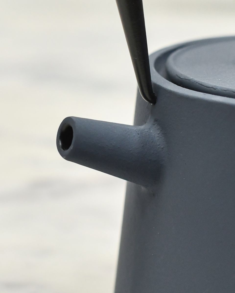 Close up of spout detail on Slate Grey "Kurume" Japanese Style Teapot