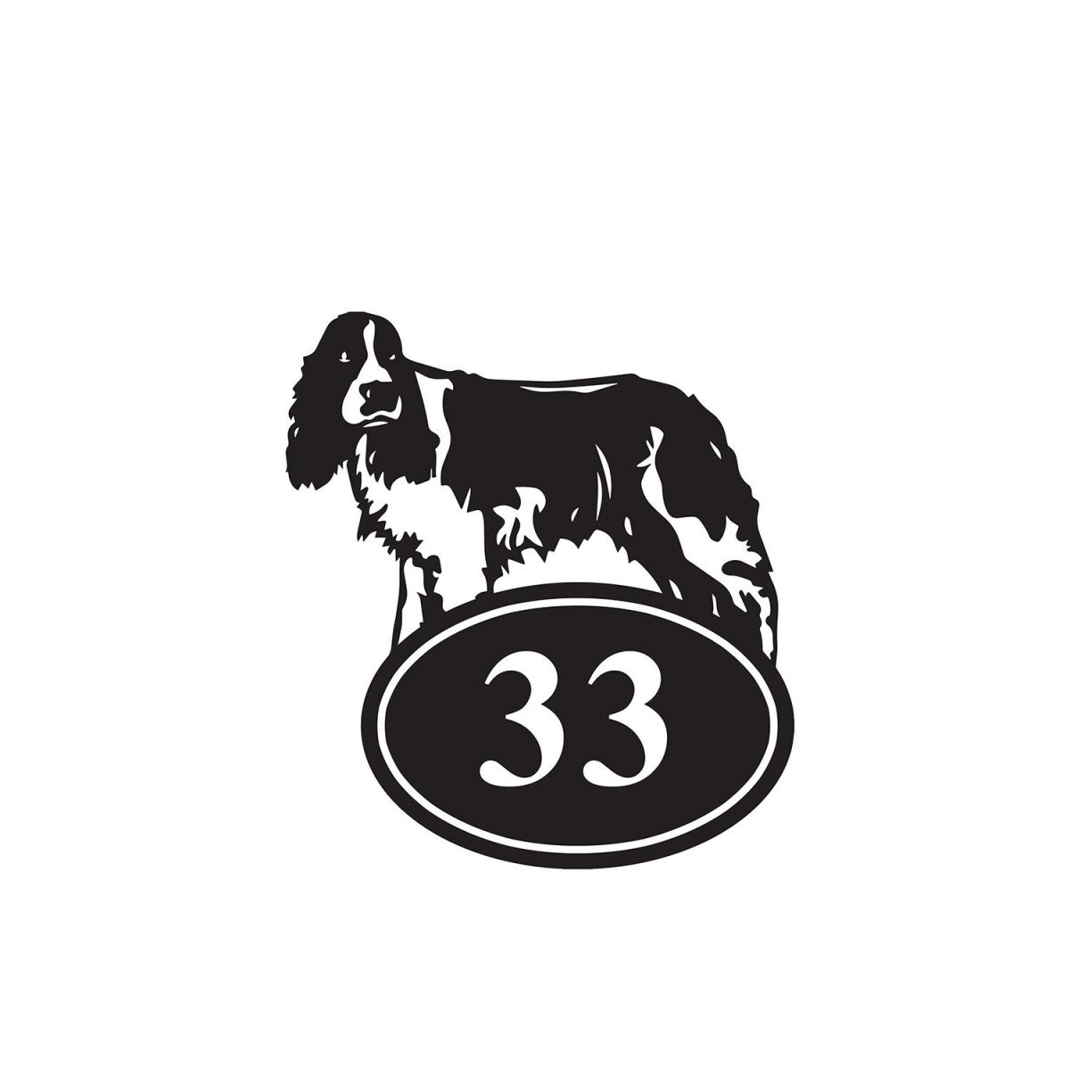 Springer Spaniel Iron House Number Sign Finished in Black
