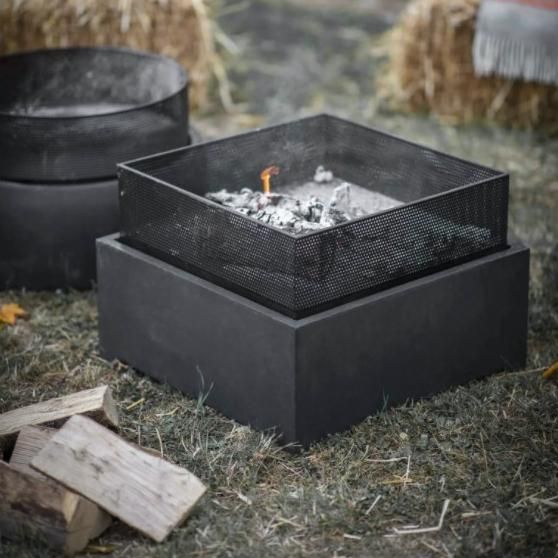 Square Mesh Fire Pit & Wood Burner in Situ