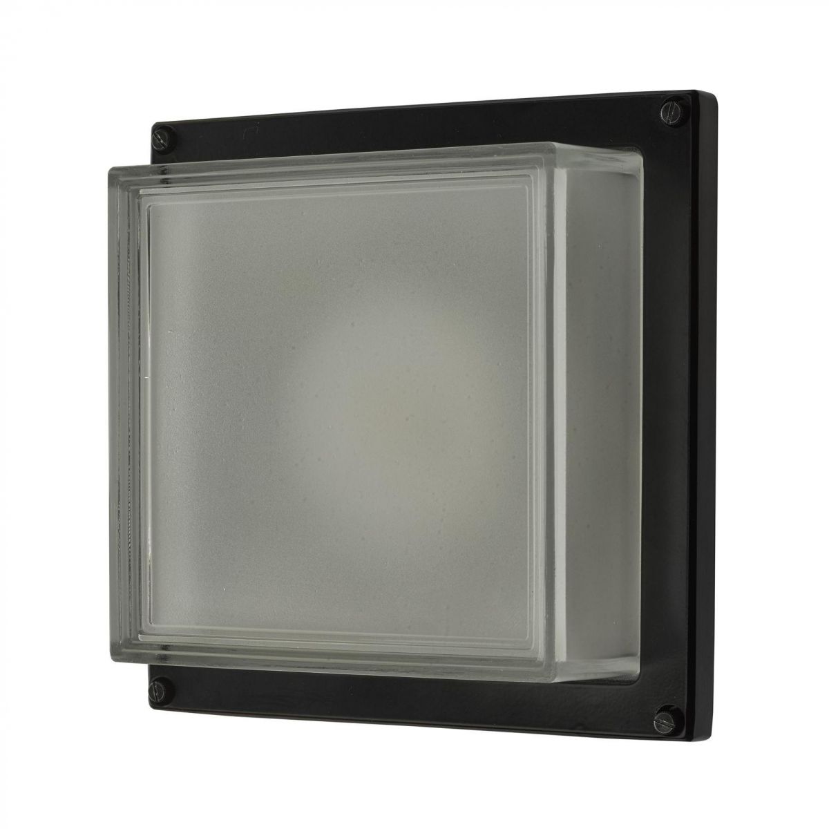 Black Square Flat Wall Light with Frosted Glass