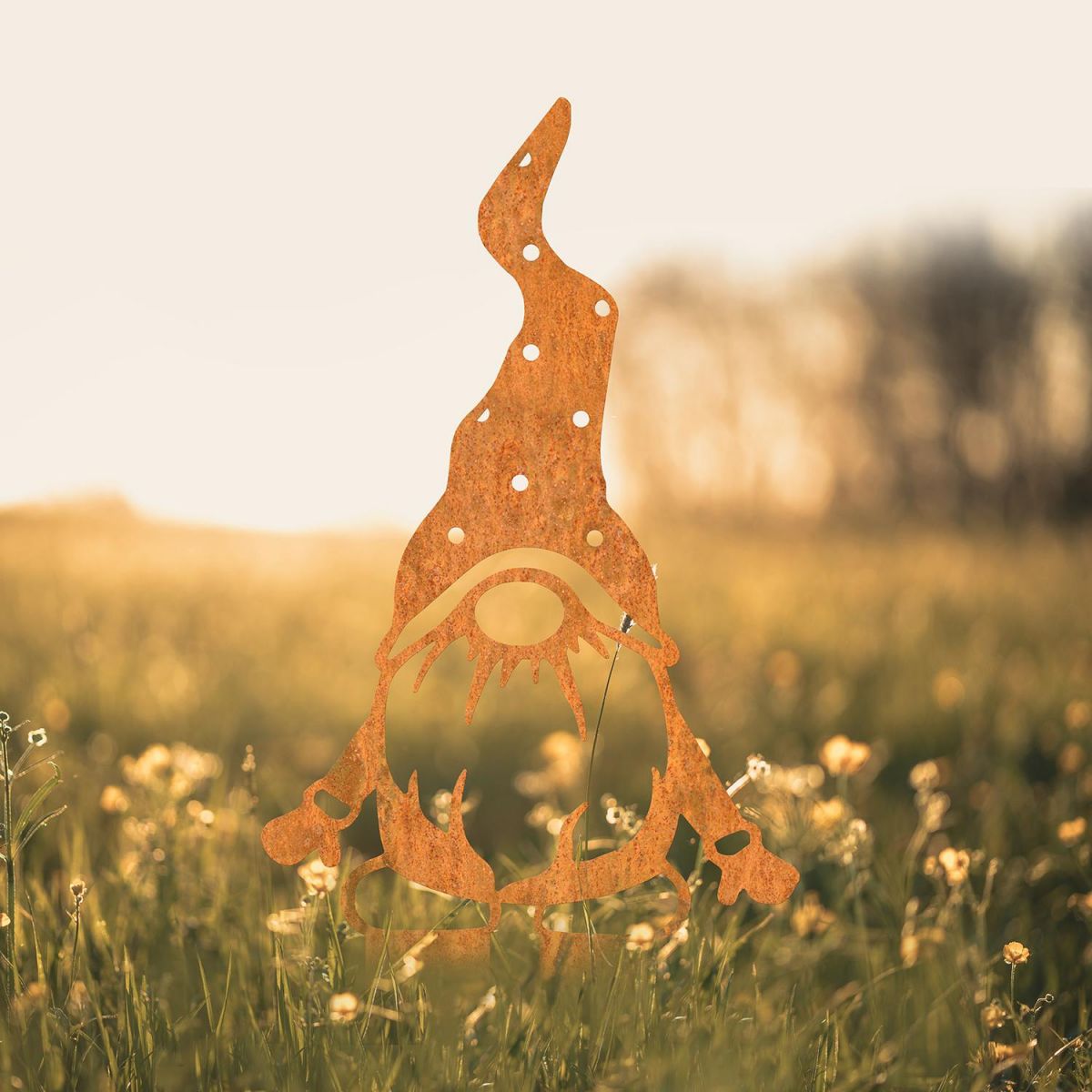Standing Gonk Gnome Silhouette in Use in a Field