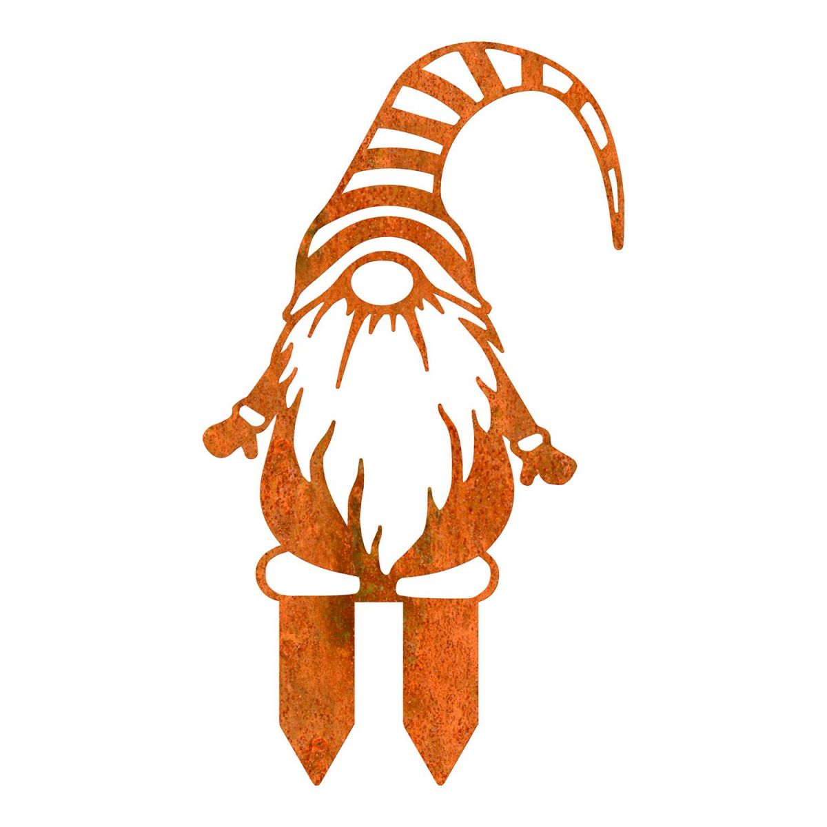Gonk Gnome With Stripy Hat Silhouette in a Rustic Finish