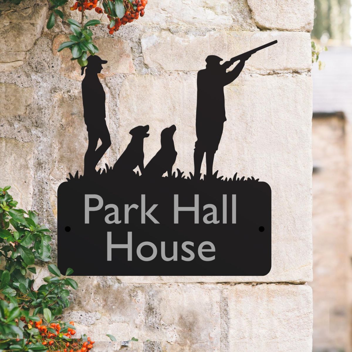 Steel "Game Season" Labradors House Name Sign