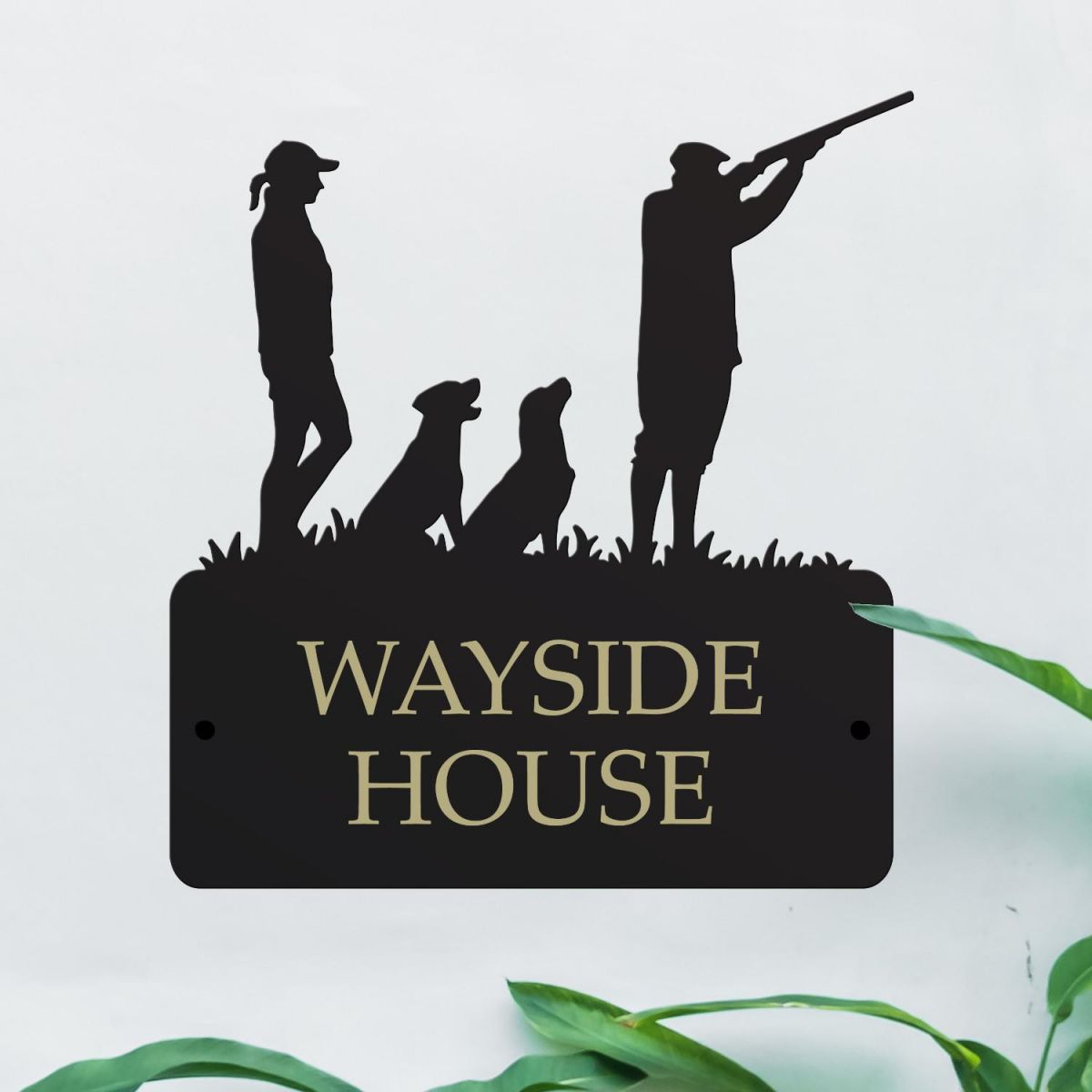 Steel House Name Sign with "Game Season" Labradors Design