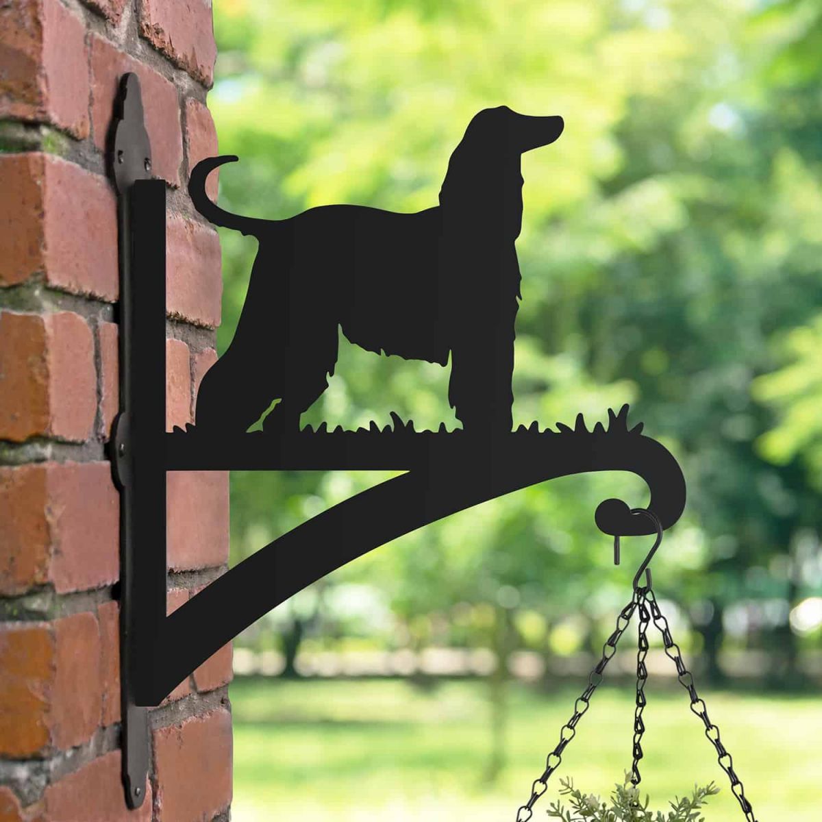 Steel Hanging Basket Bracket with Afghan Hound Motif