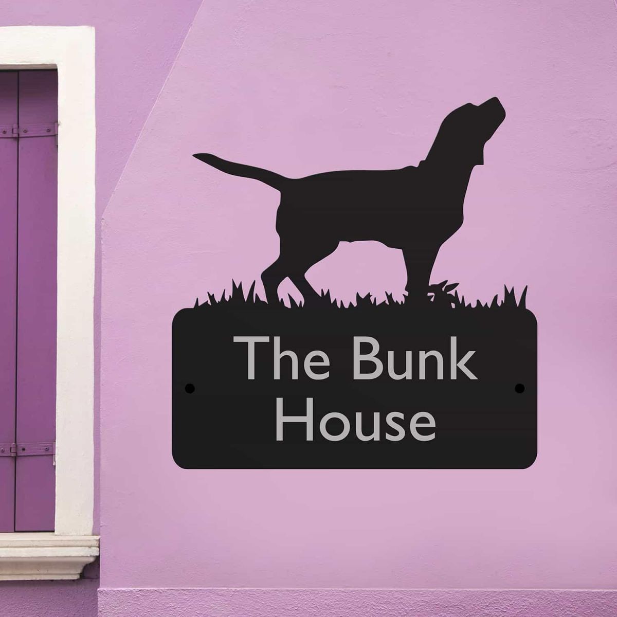 Steel House Name Sign with Beagle Dog Design