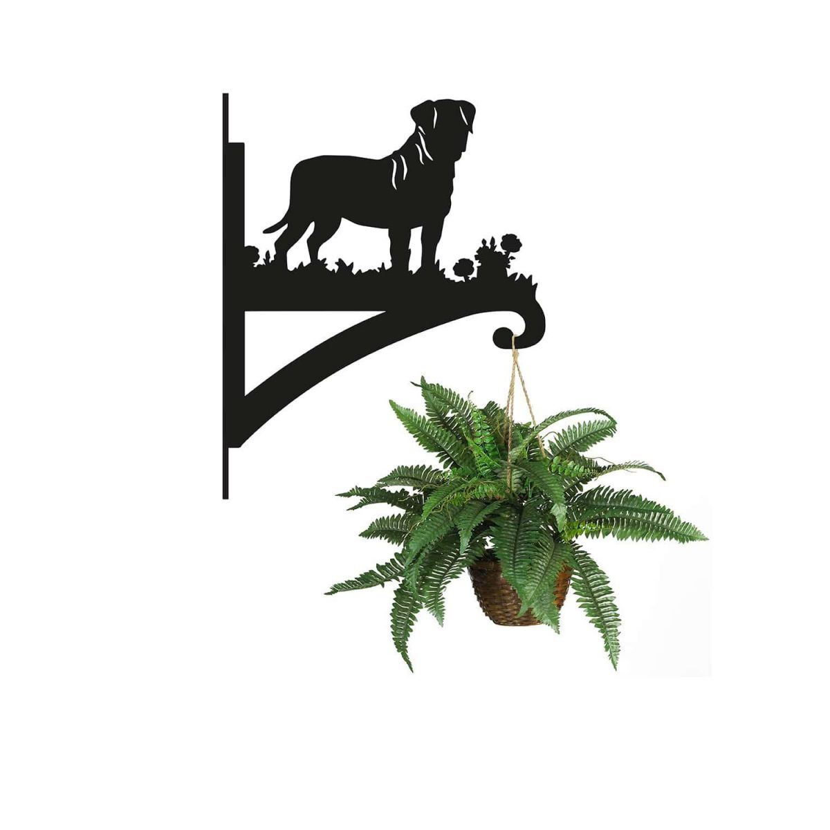 Steel Bullmastiff Dog Hanging Basket Bracket with Planter