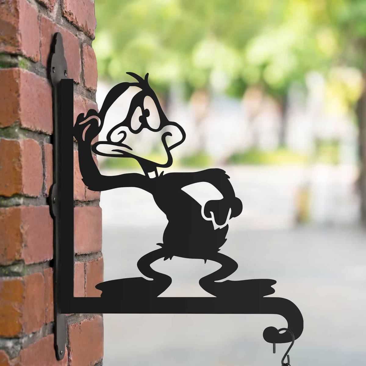Steel Hanging Basket Bracket with Cartoon Daft Duck Motif