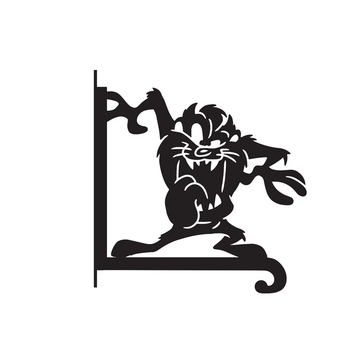 Close-Up of Steel Cartoon Tazmanian Devil Hanging Basket Bracket