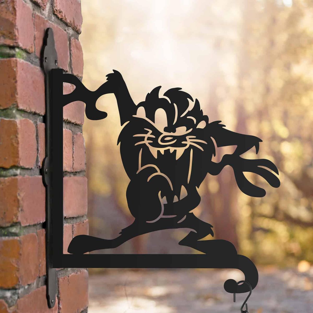 Steel Hanging Basket Bracket with Cartoon Tazmanian Devil Motif