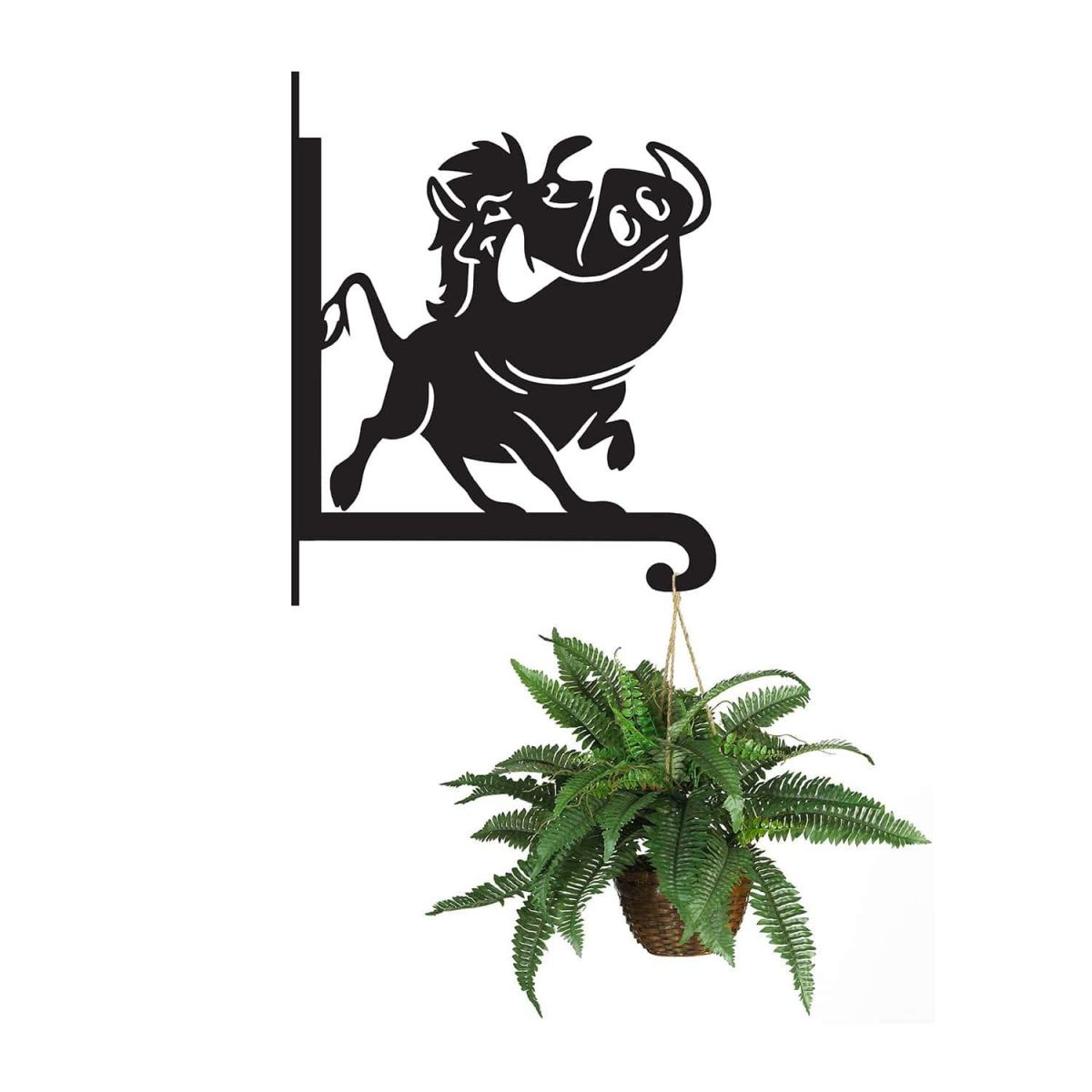 Steel Cartoon Warthog Hanging Basket Bracket with Planter