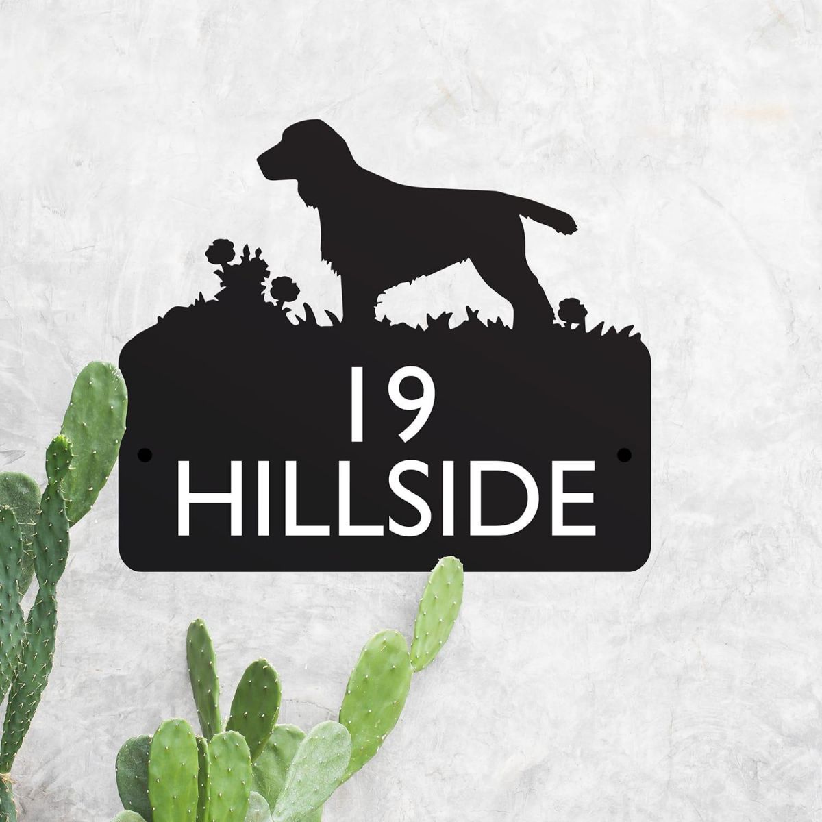 Steel House Name Sign with Cocker Spaniel Dog Design
