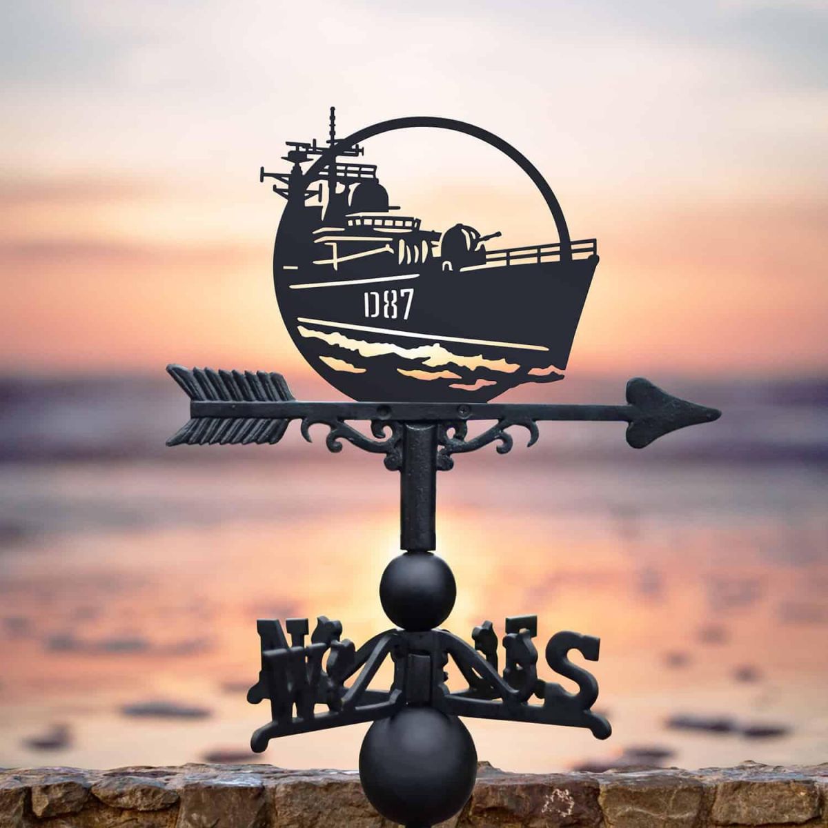 Steel Weathervane with HMS Newcastle Motif