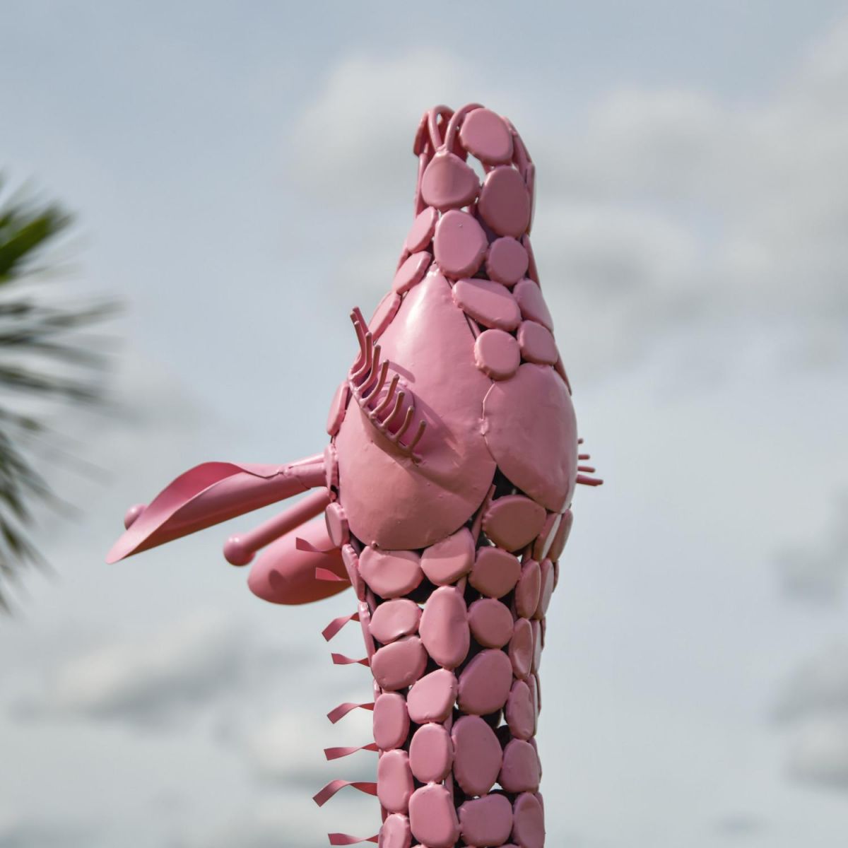 Close-Up of Steel "Lady Jengo" Baby Giraffe Sculpture - Pink