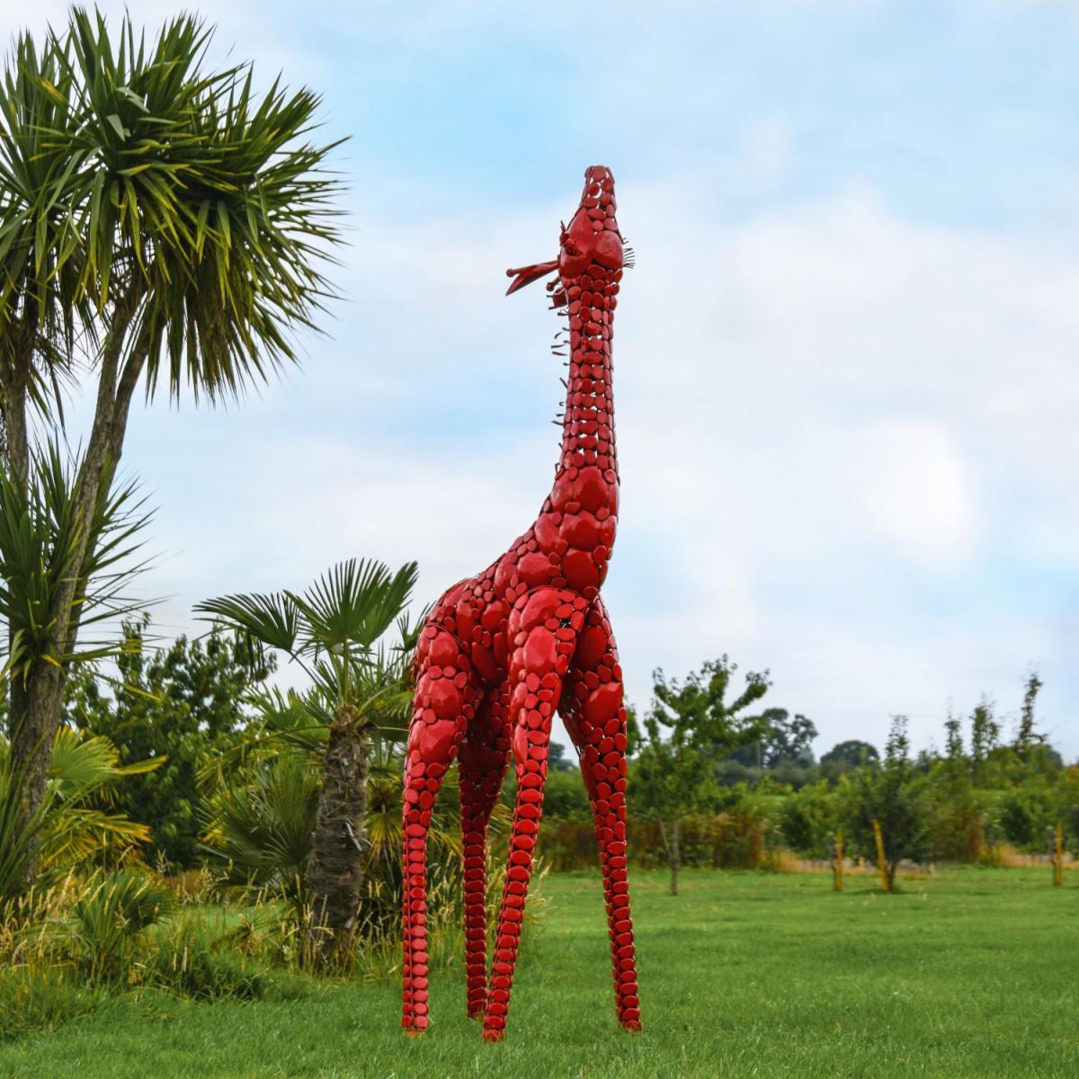 Steel "Lady Jengo" Baby Giraffe Sculpture - Red