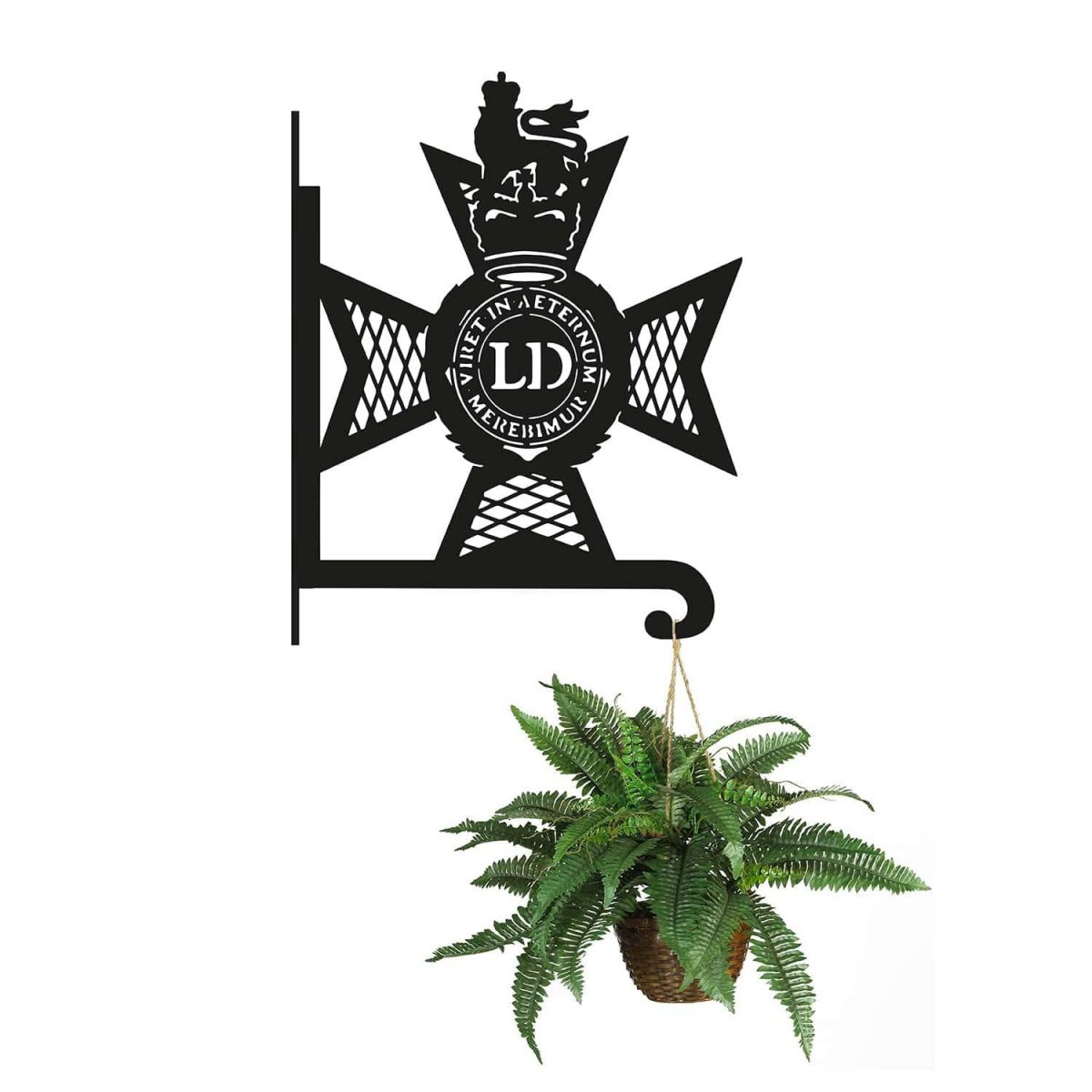 Steel Light Dragoons Regiment Hanging Basket Bracket with Planter