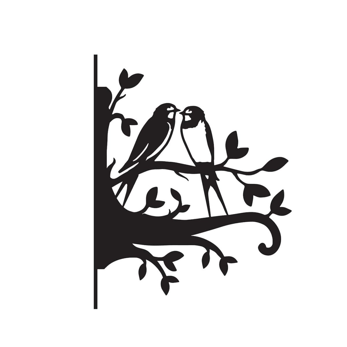 Close-Up of Steel Pair of Swallows on Branches Hanging Basket Bracket