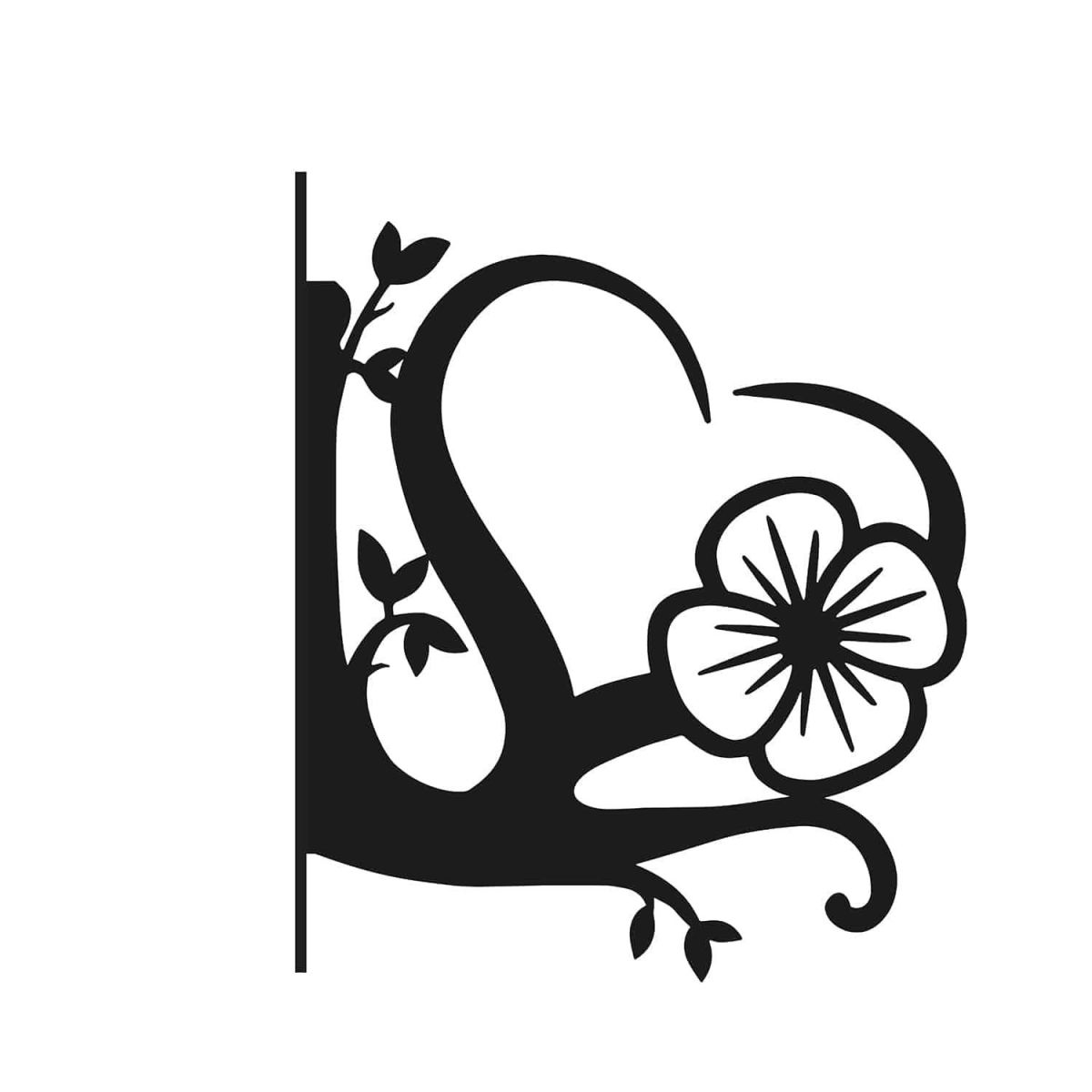 White Background Shot of Poppy Heart Hanging Basket Bracket