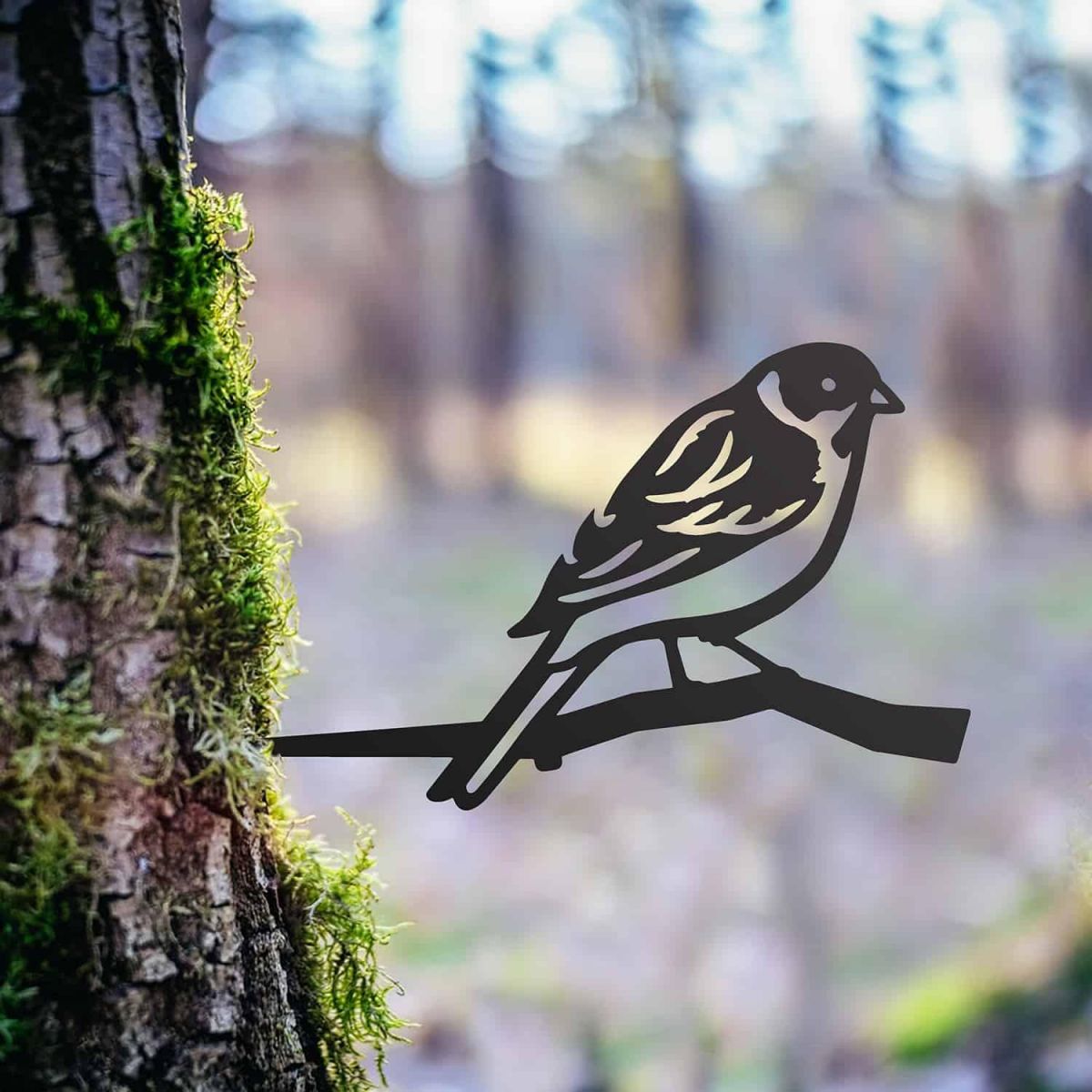Steel Reed Bunting Tree Spike - Black in Situ