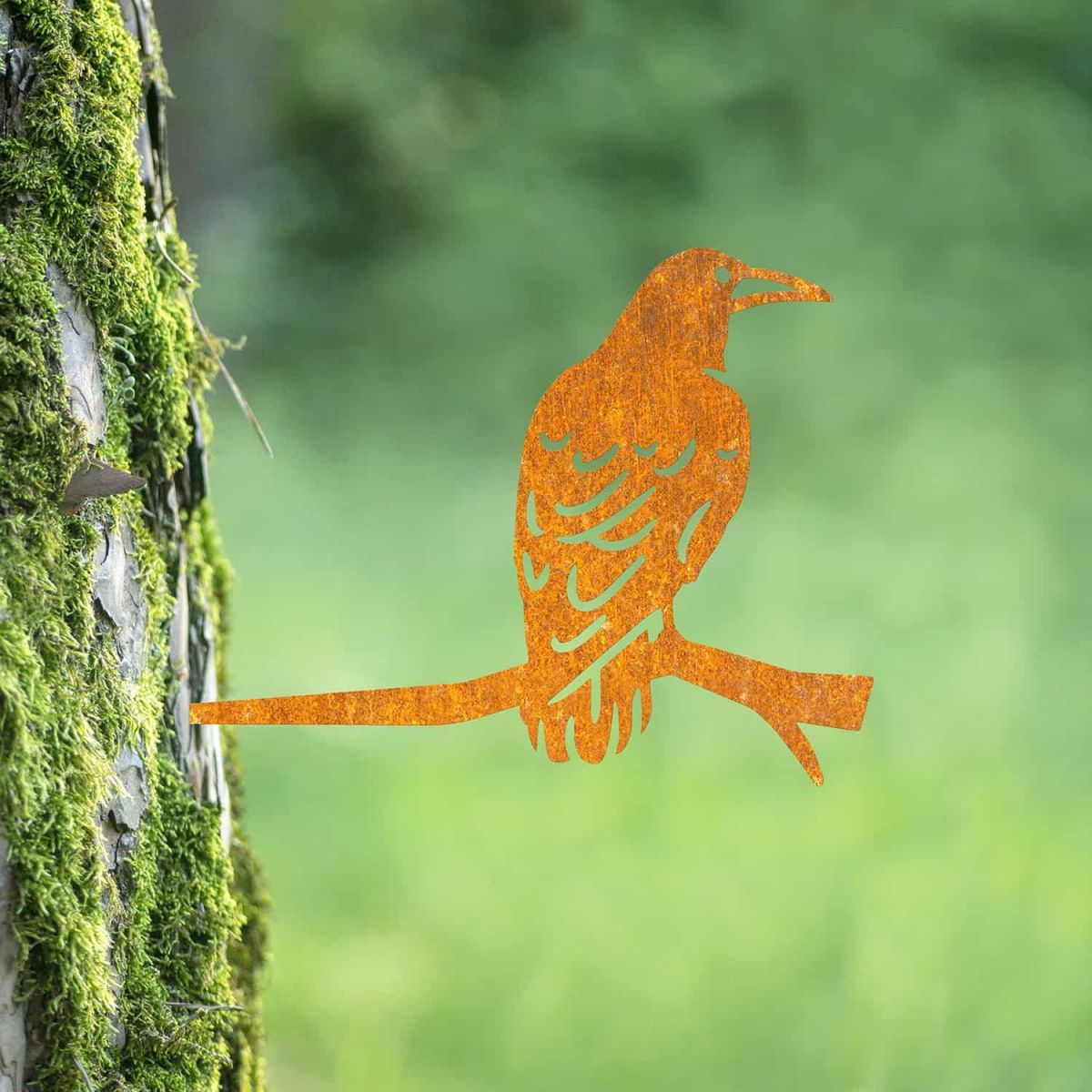 Rustic Steel Tree Spike with Rook Bird Motif