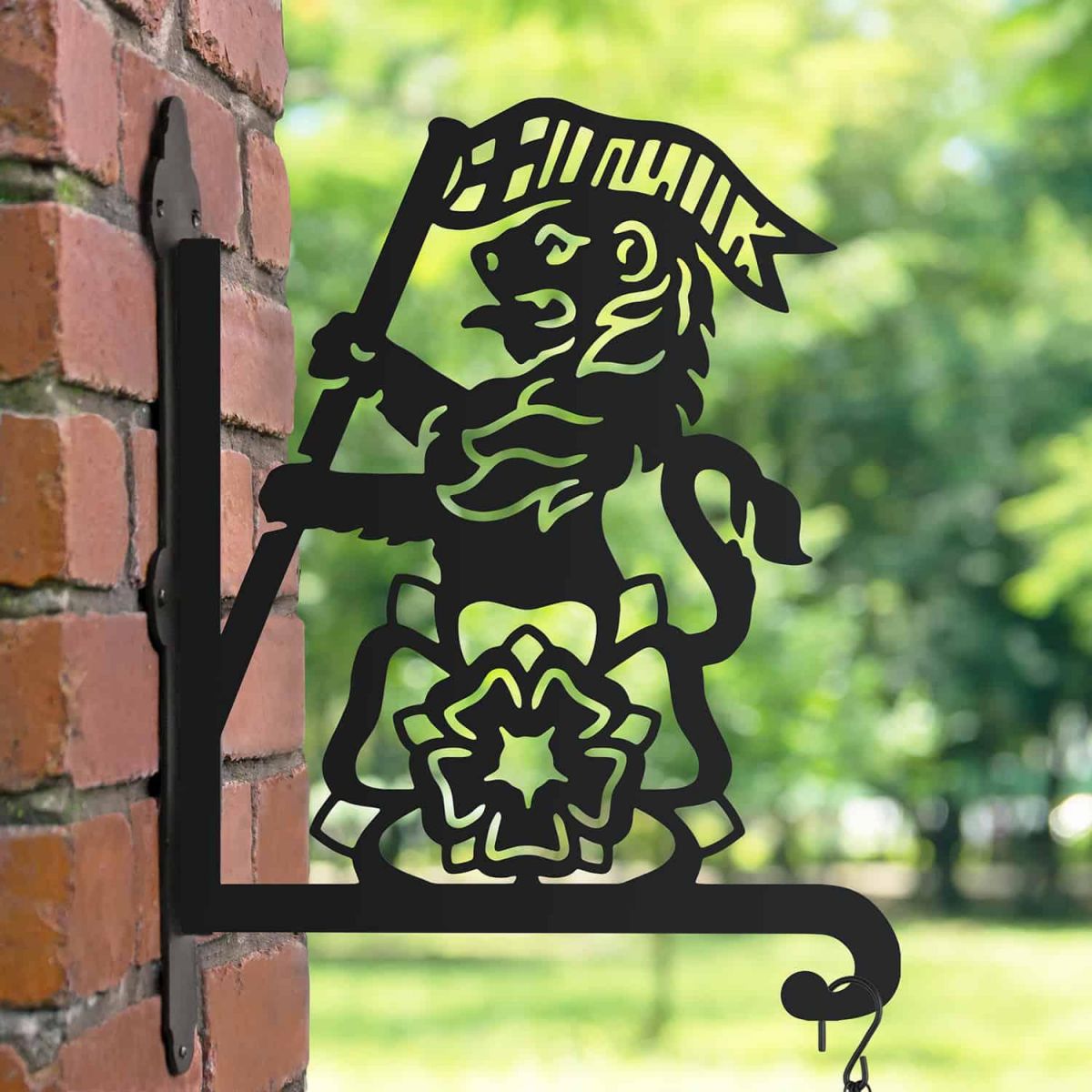 Steel Hanging Basket Bracket with Royal Yorkshire Regiment Design