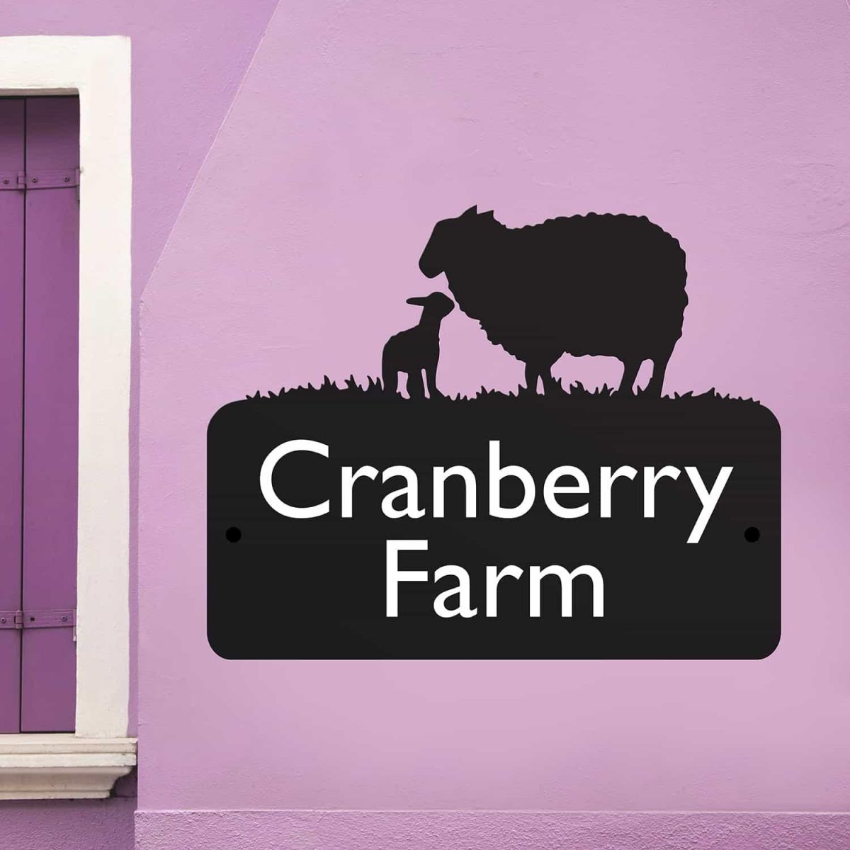 Steel House Name Sign with Sheep & Lamb Design