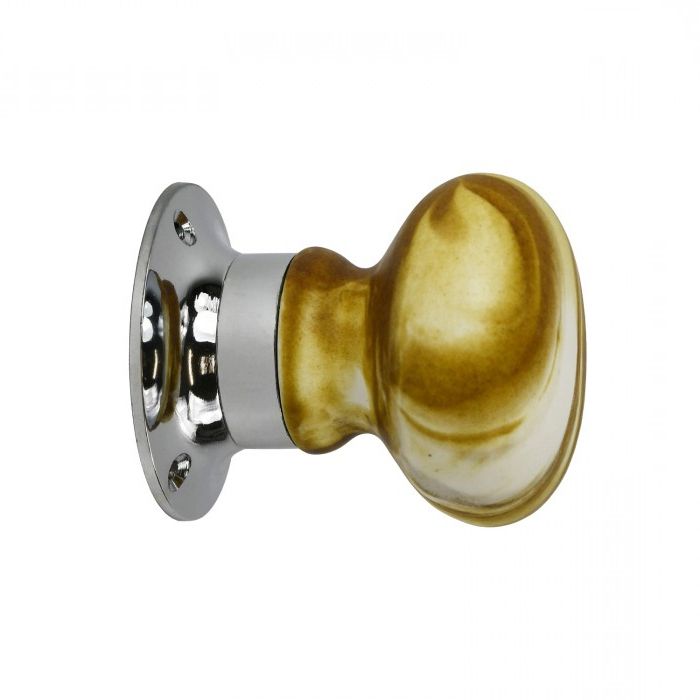 Stone Effect Door Knobs on a Bright Chrome Back Plate