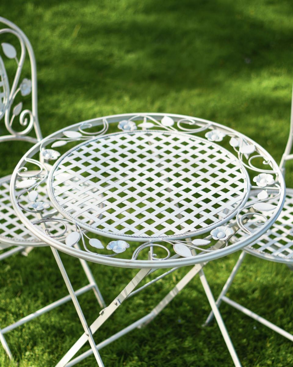 Situ Shot of Stunning Chimera Outdoor Two Seater Bistro Set with Floral Detailing