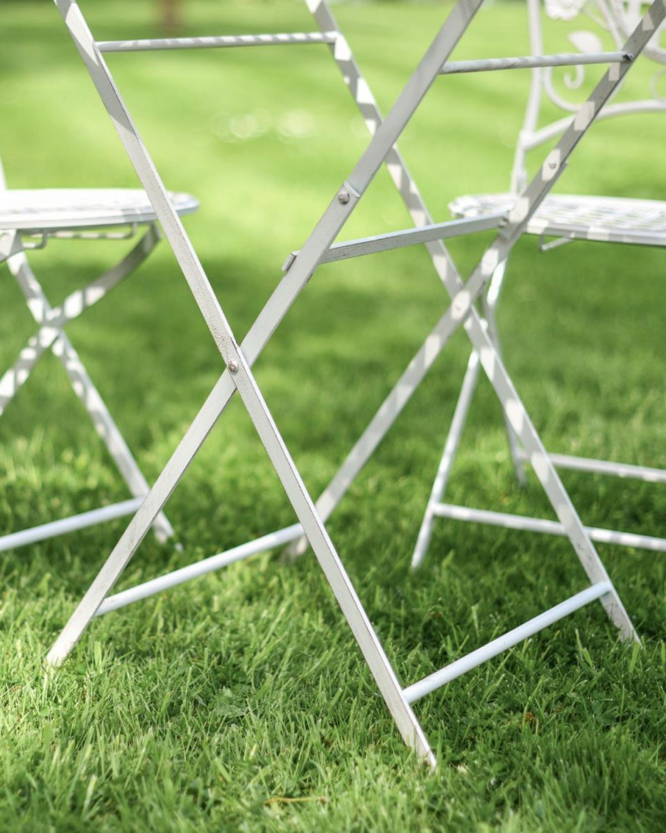 Close-Up of Framework on Stunning Chimera Outdoor Two Seater Bistro Set with Floral Detailing