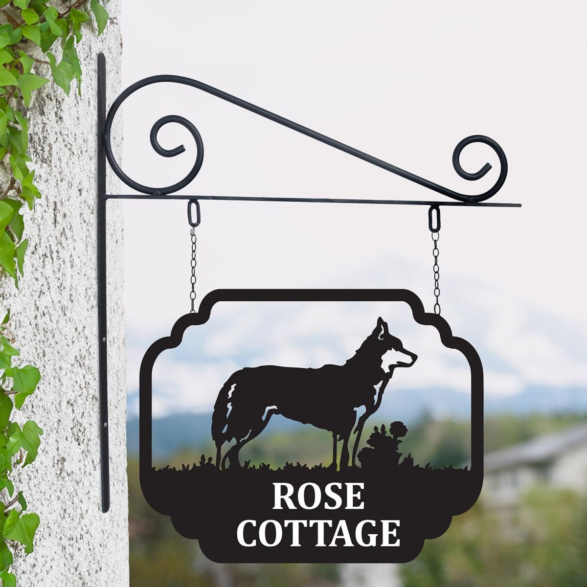 Stunning Steel Husky Hanging House Name Sign