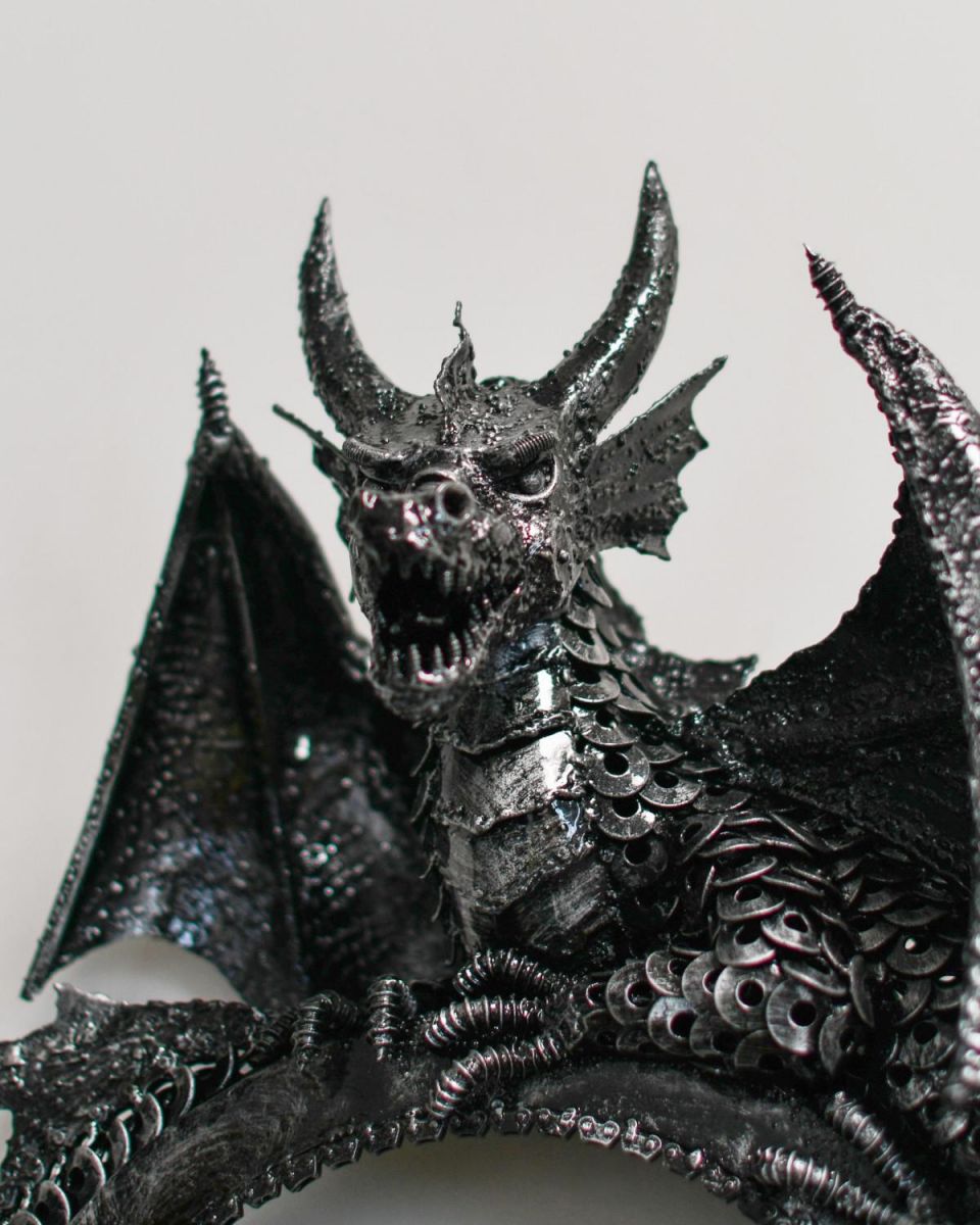 Close-Up of Wyvern Dragon Design for Interior Wall Mirror