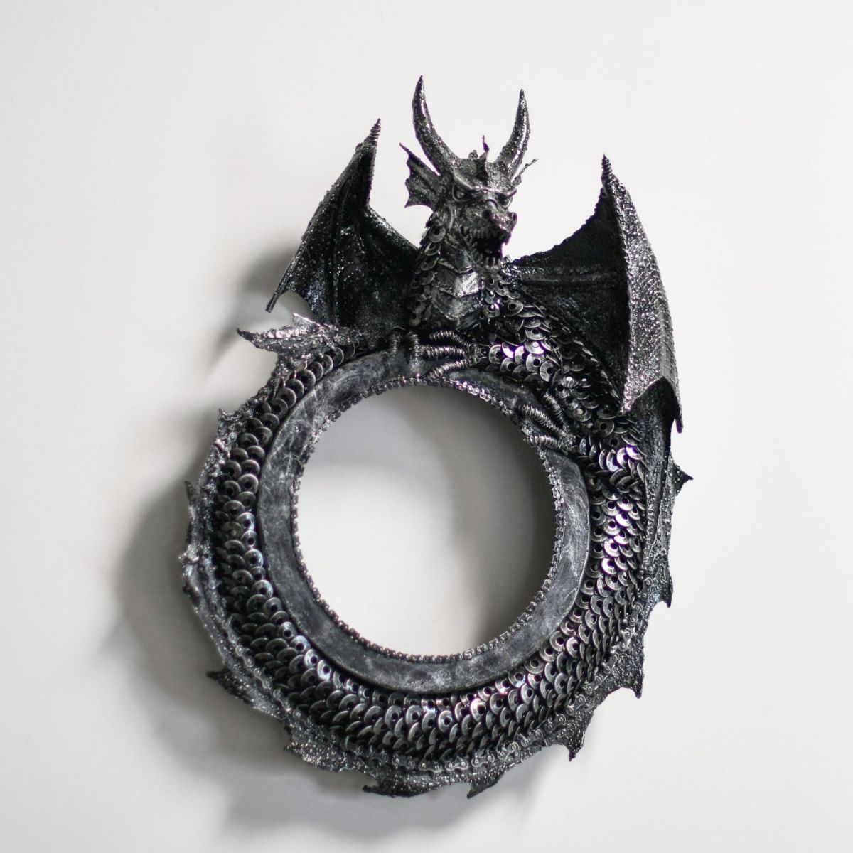 Situ Shot of Wyvern Dragon Circular Interior Wall Mirror
