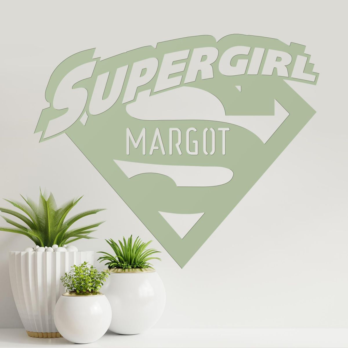 "Supergirl" Personalised Wall Art in Situ in the Living Room