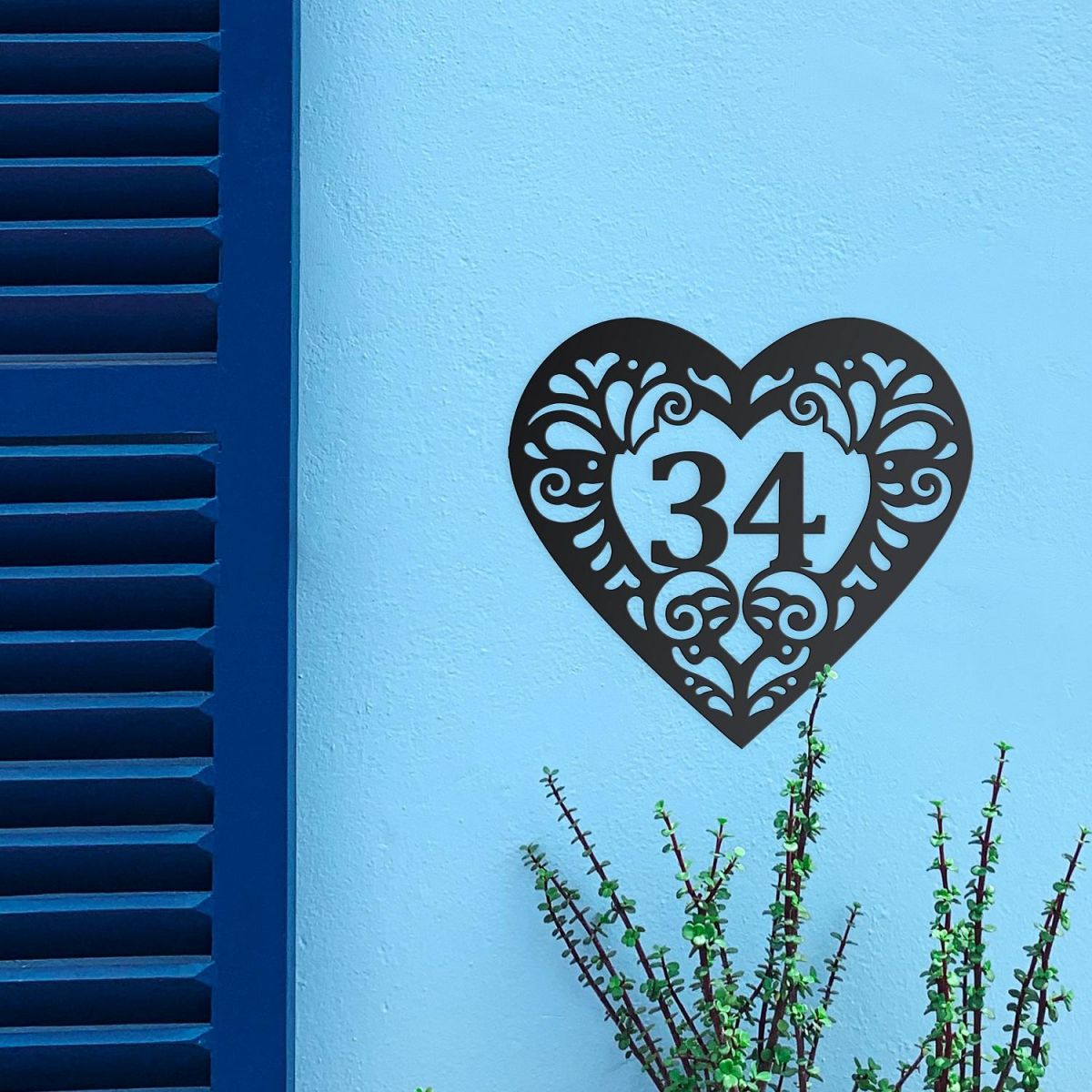 Swirl Heart House Number Sign