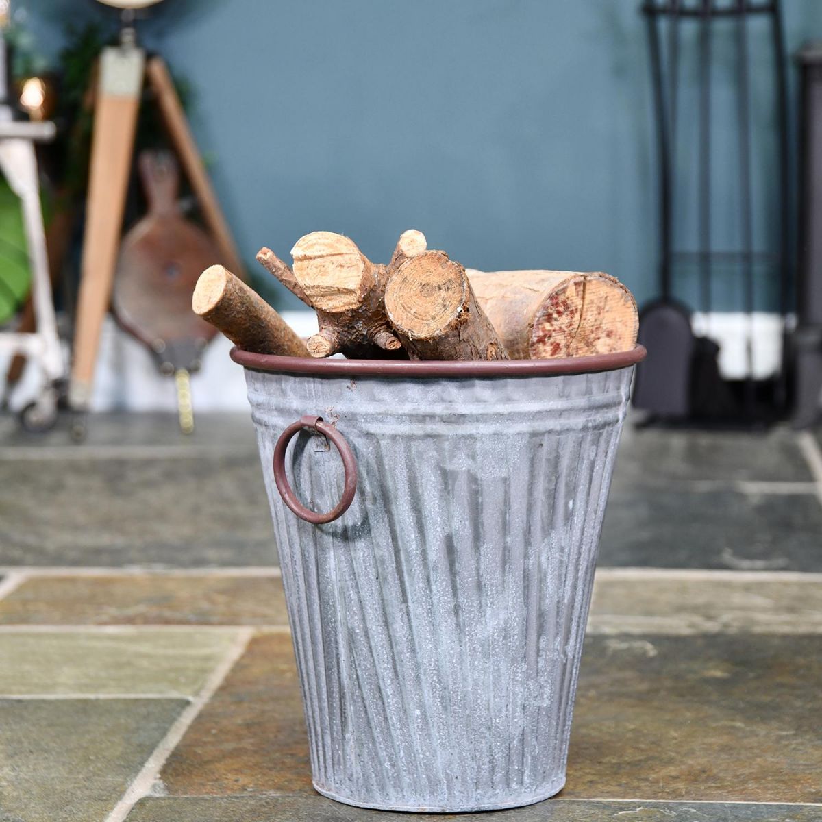 "The Burley" Steel Vase Log Basket