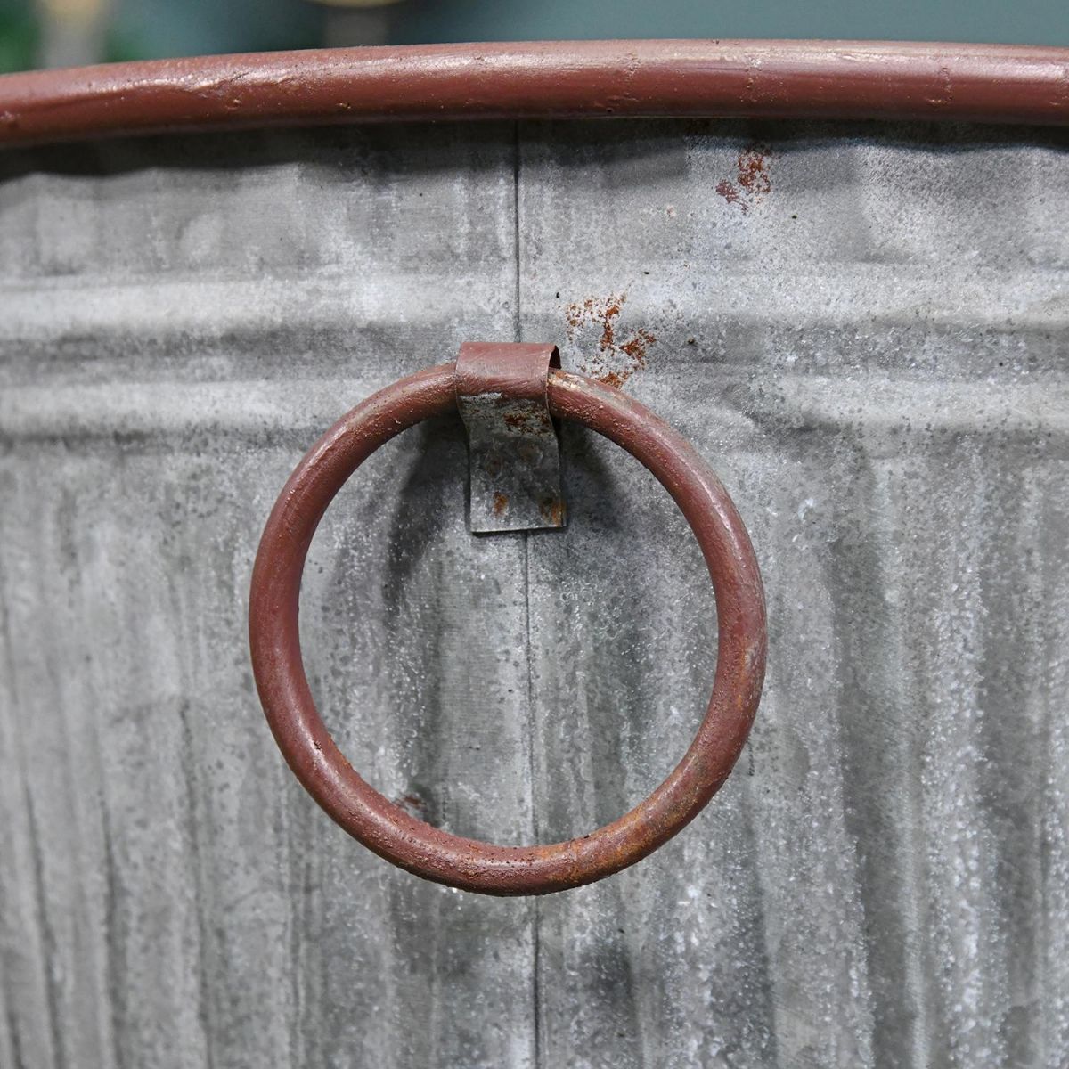 Round Handles on the Side of "The Burley" Steel Vase Log Basket