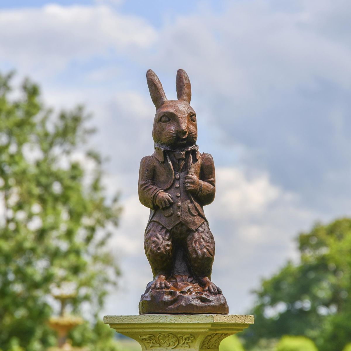The Elegant Cast Iron Rabbit Sculpture in Situ