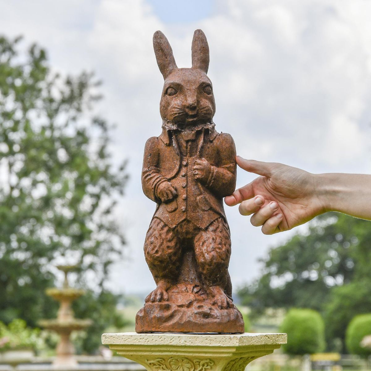 The Elegant Cast Iron Rabbit Sculpture to Scale