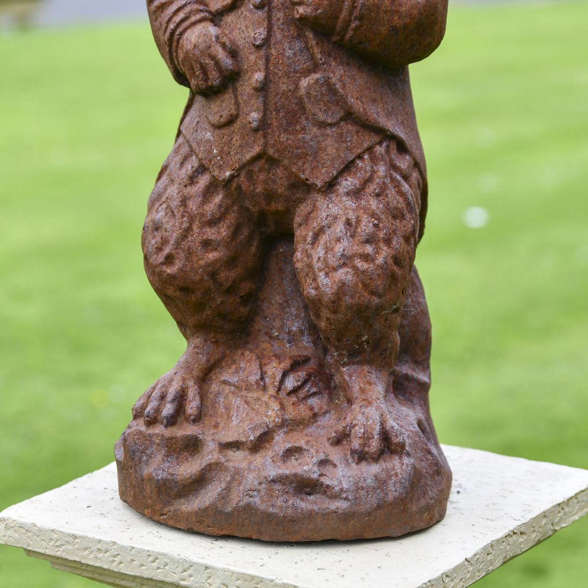 Close-up of the Base of the The Elegant Cast Iron Rabbit Sculpture