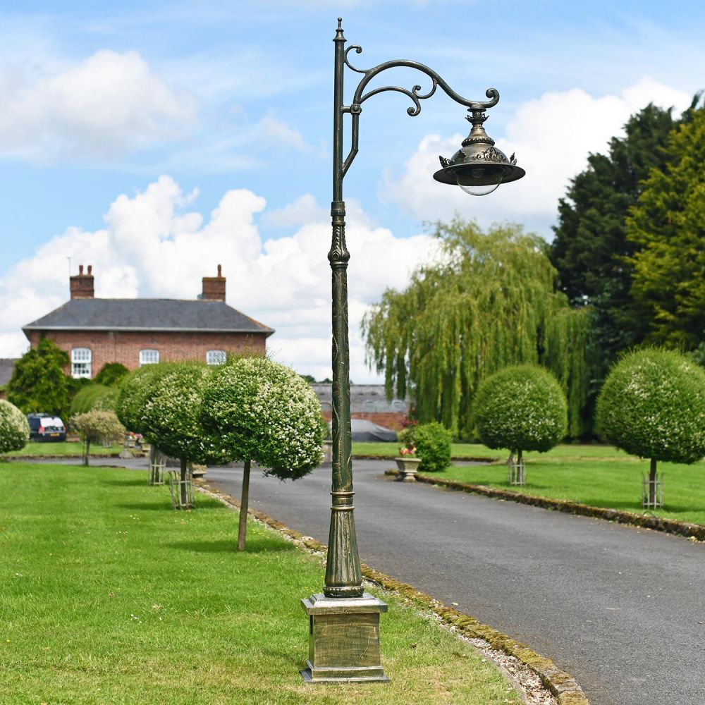 "The Ivy" Antique Pale Green Ornate Gothic Cast Iron Lamp Post 2.5m