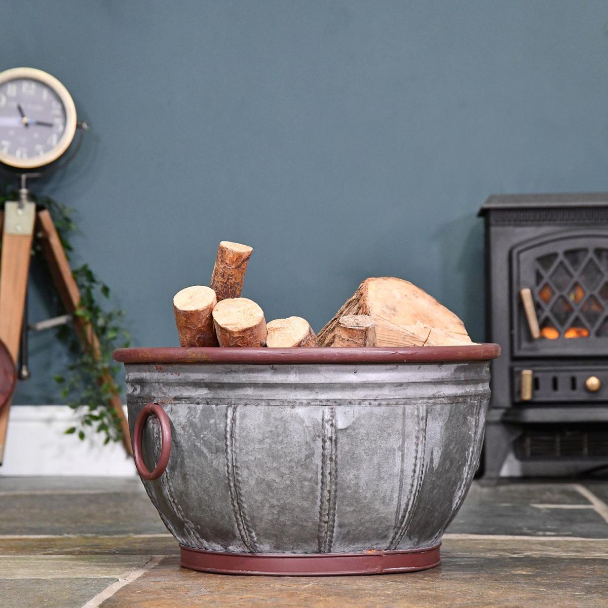 "The Lulworth" Log Basket in Situ by the Fire Place