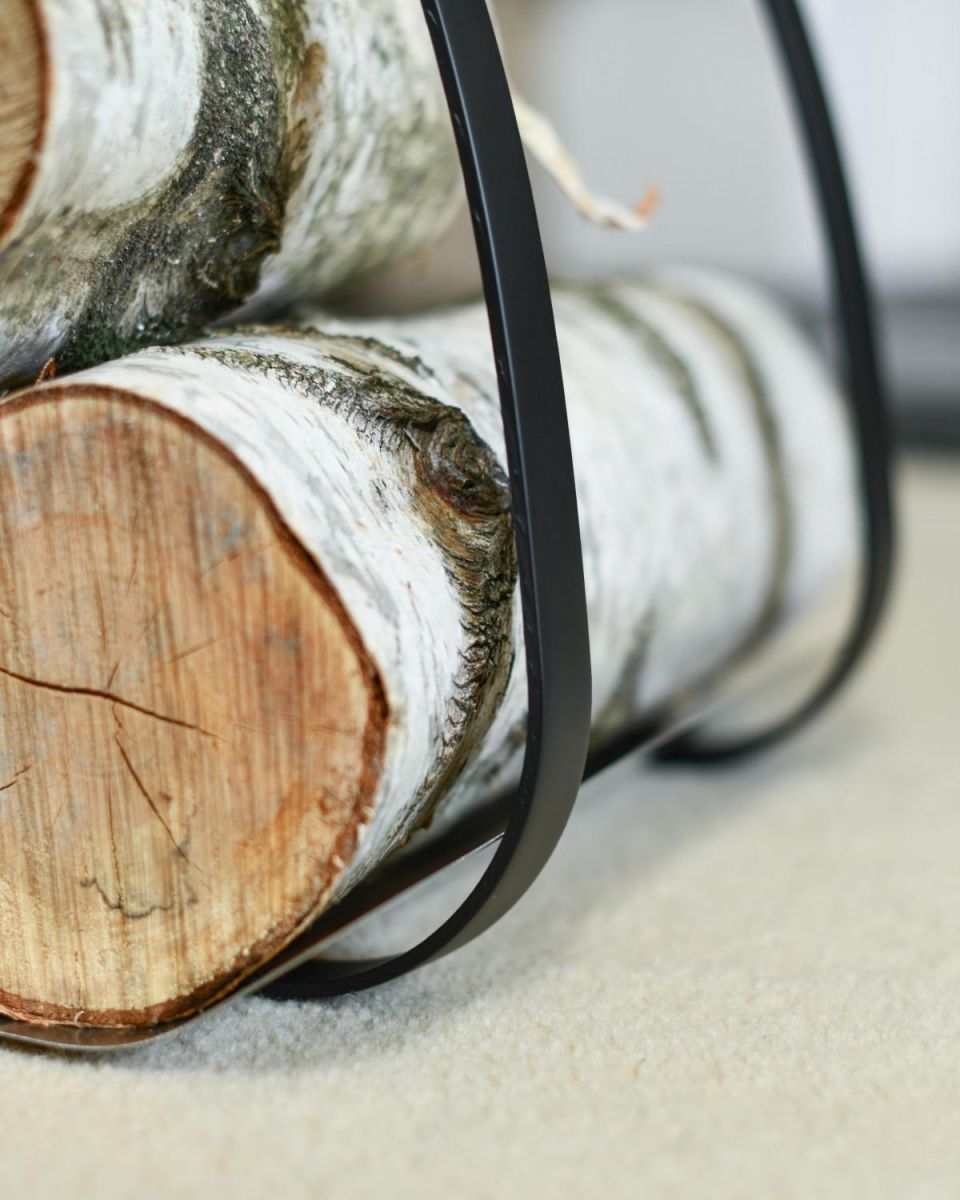 Close Up Of The Ternion Contemporary Log Holder With Logs